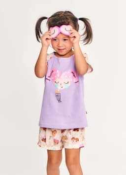 Miniatura CONJ. PIJAMA DOCE CORACAO OFF WHITE E ROXO BB P 3