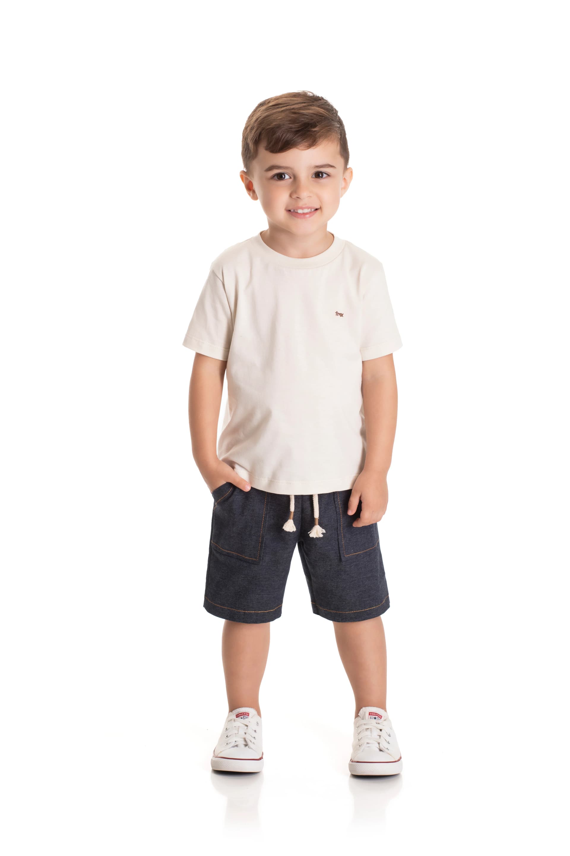 CONJ. CAMISETA MEIA MALHA E BERMUDA SARJA JERRY