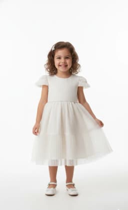 Miniatura VESTIDO FESTA CATTAI  OFF WHITE EM TECIDO TULE COM POA 1