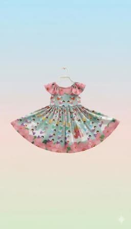 Miniatura VESTIDO COM CALCINHA  JARDIM MAGICO EM VISCOSE COM MANGAS EM TECIDO VOAL NA MESMA ESTAMPA 2