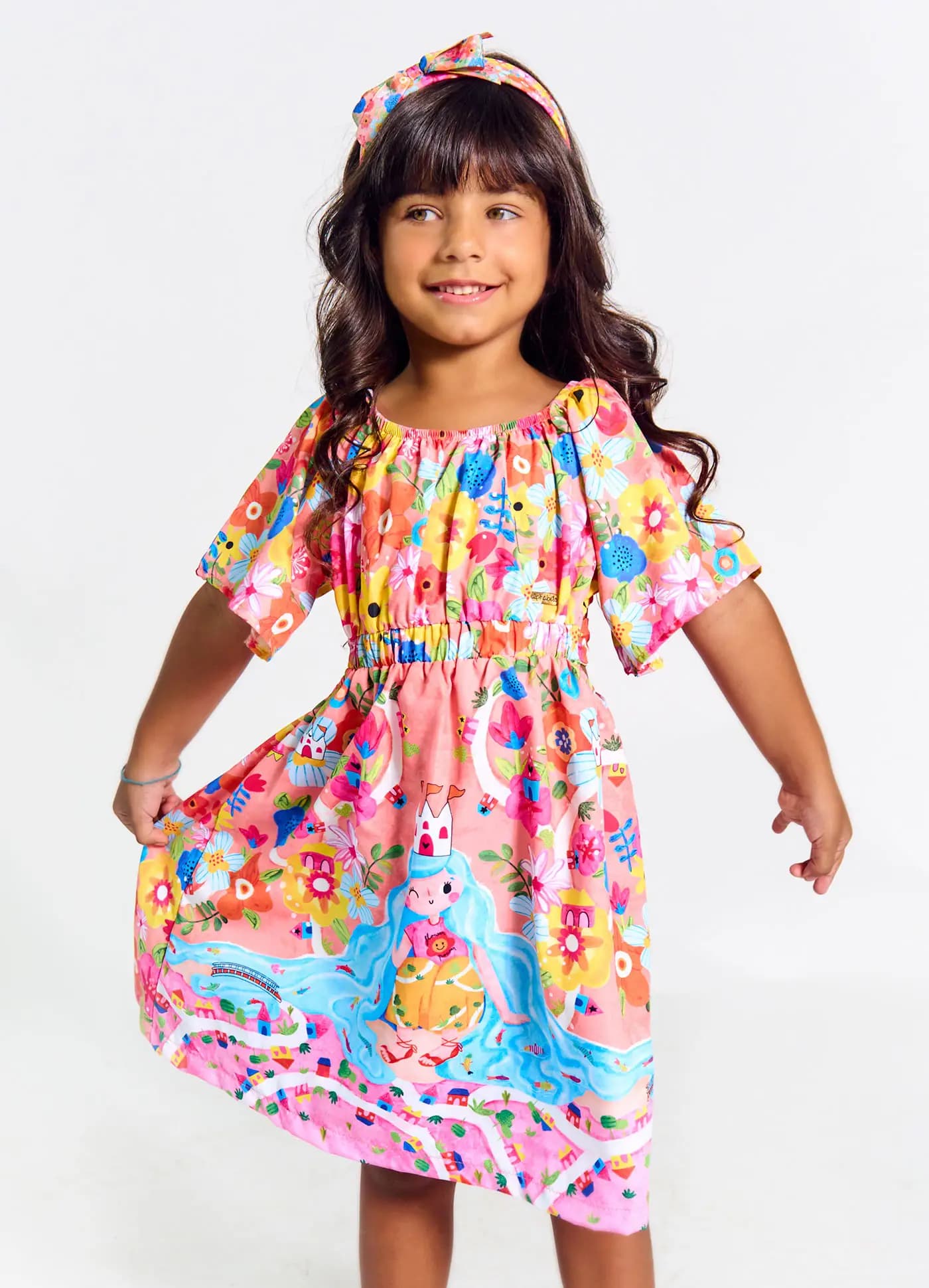 VESTIDO ALPHABETO EM TECIDO 100% ALGODAO