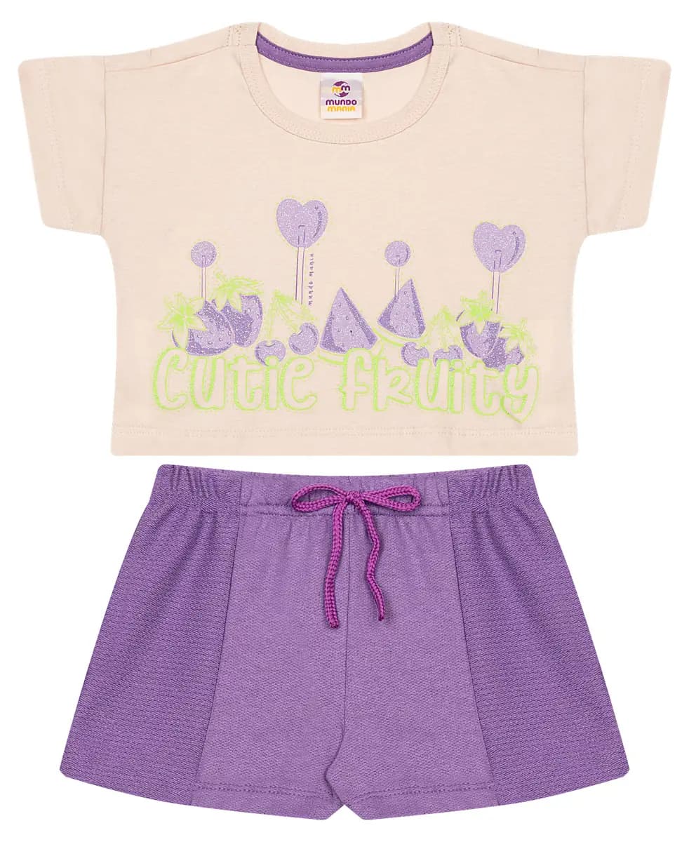 CJ.PP BLUSA M/M C/ REF. E SHORTS MOLETINHO C/ RECORTE MOL. TEXTURIZADO E CORDÃO / SORTIDA / 0