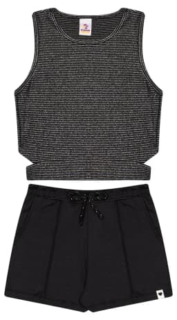 Miniatura CJ.JUV REGATA MALHA LIST. LUREX C/ ABERTURA E SHORTS CLOCHARD MOL. C/ NERVURA, ETIQ. CLIPS E CORDÃO 2