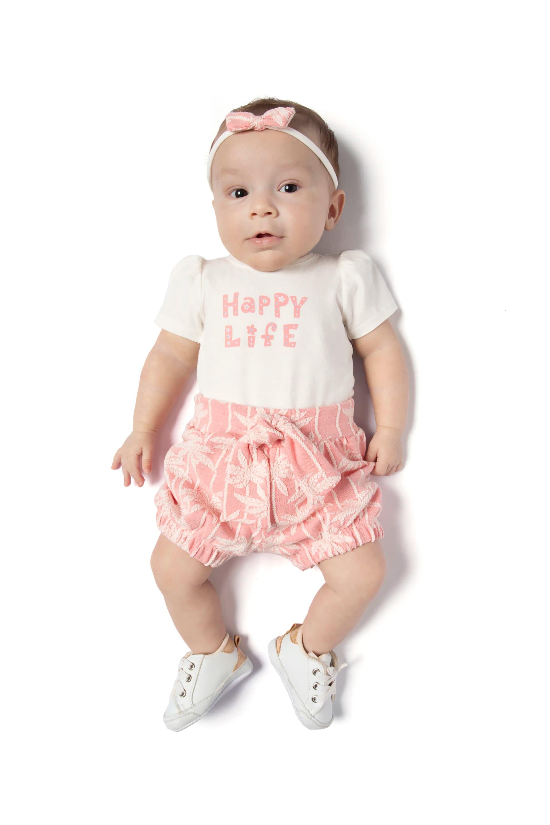 CONJ. BODY COTTON E SHORT MALHA JACQUARD COQUEIRO