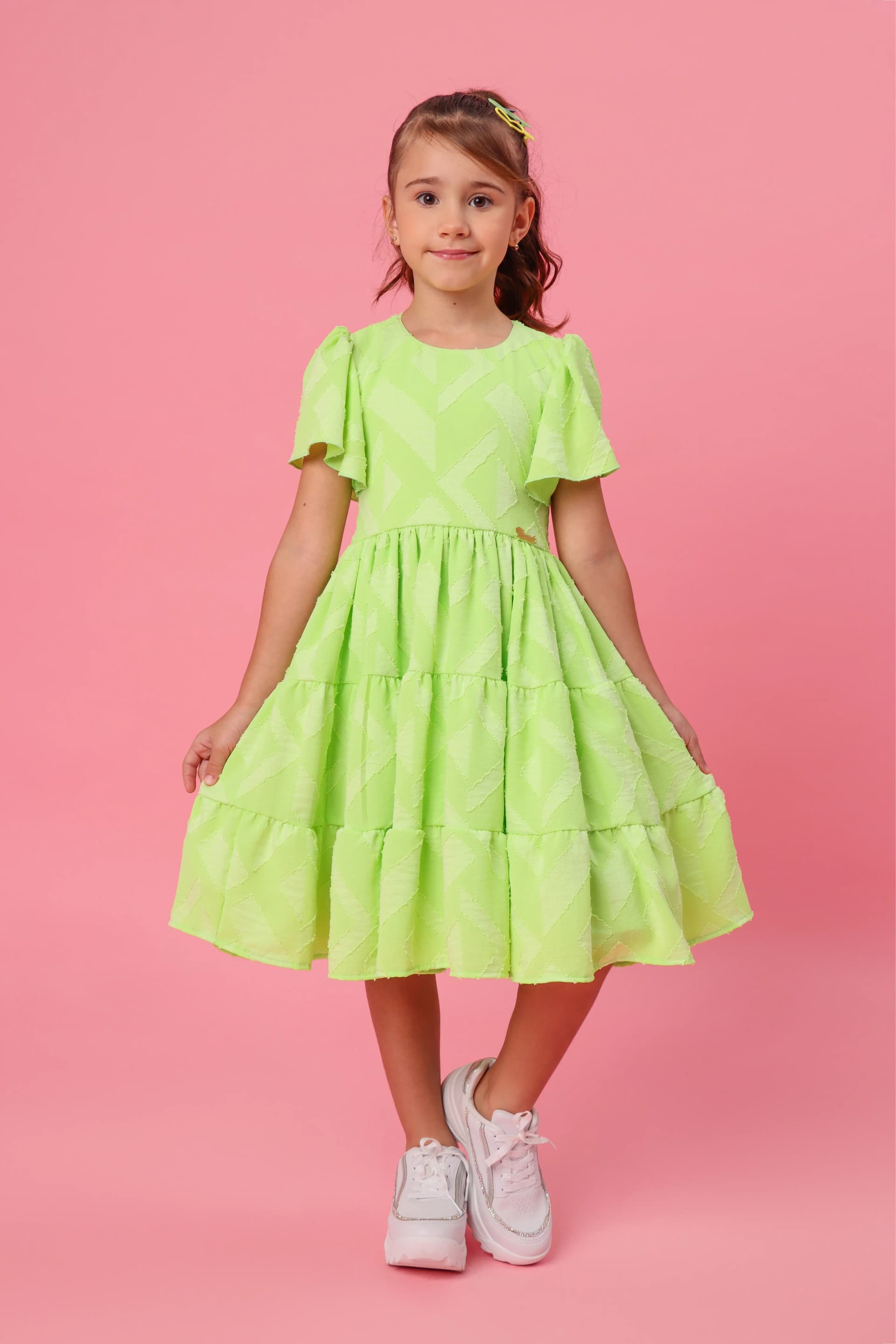 VESTIDO FESTA CATTAI MA 1 A 20 VERDE NEON F295J