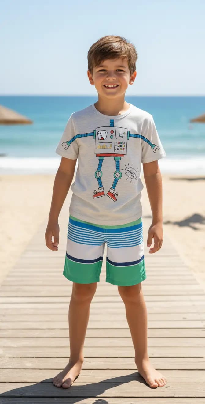 CONJ CAMISETA+BERMUDA ALPHABETO MESCLA/VERDE 