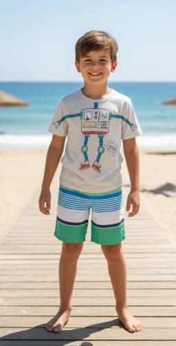 Miniatura CONJ CAMISETA+BERMUDA ALPHABETO MESCLA/VERDE  1