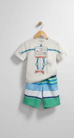 Miniatura CONJ CAMISETA+BERMUDA ALPHABETO MESCLA/VERDE  2