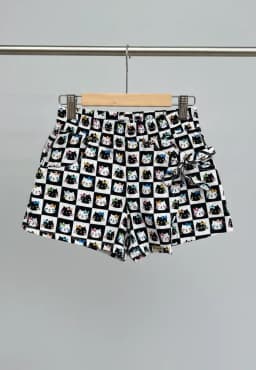 Miniatura SHORT SAIA POP CAT PRETO E BRANCO 1